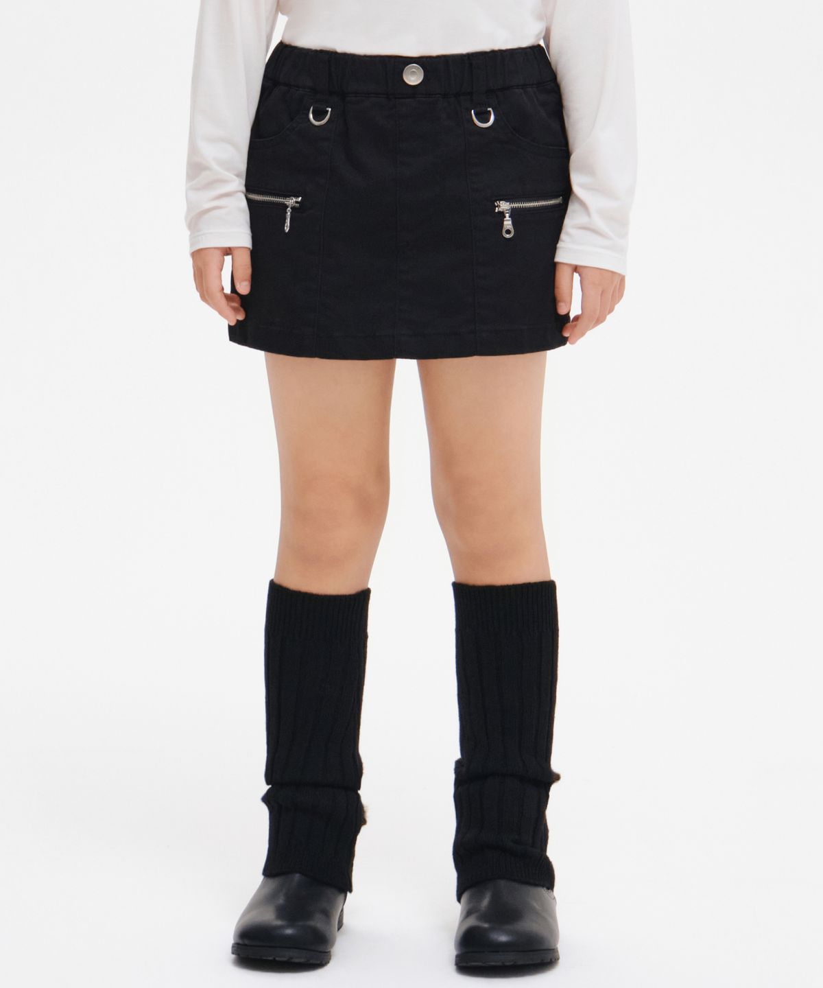 무신사 스탠다드 키즈(MUSINSA STANDARD KIDS) 걸즈 펑키 미니 스코츠 [블랙]