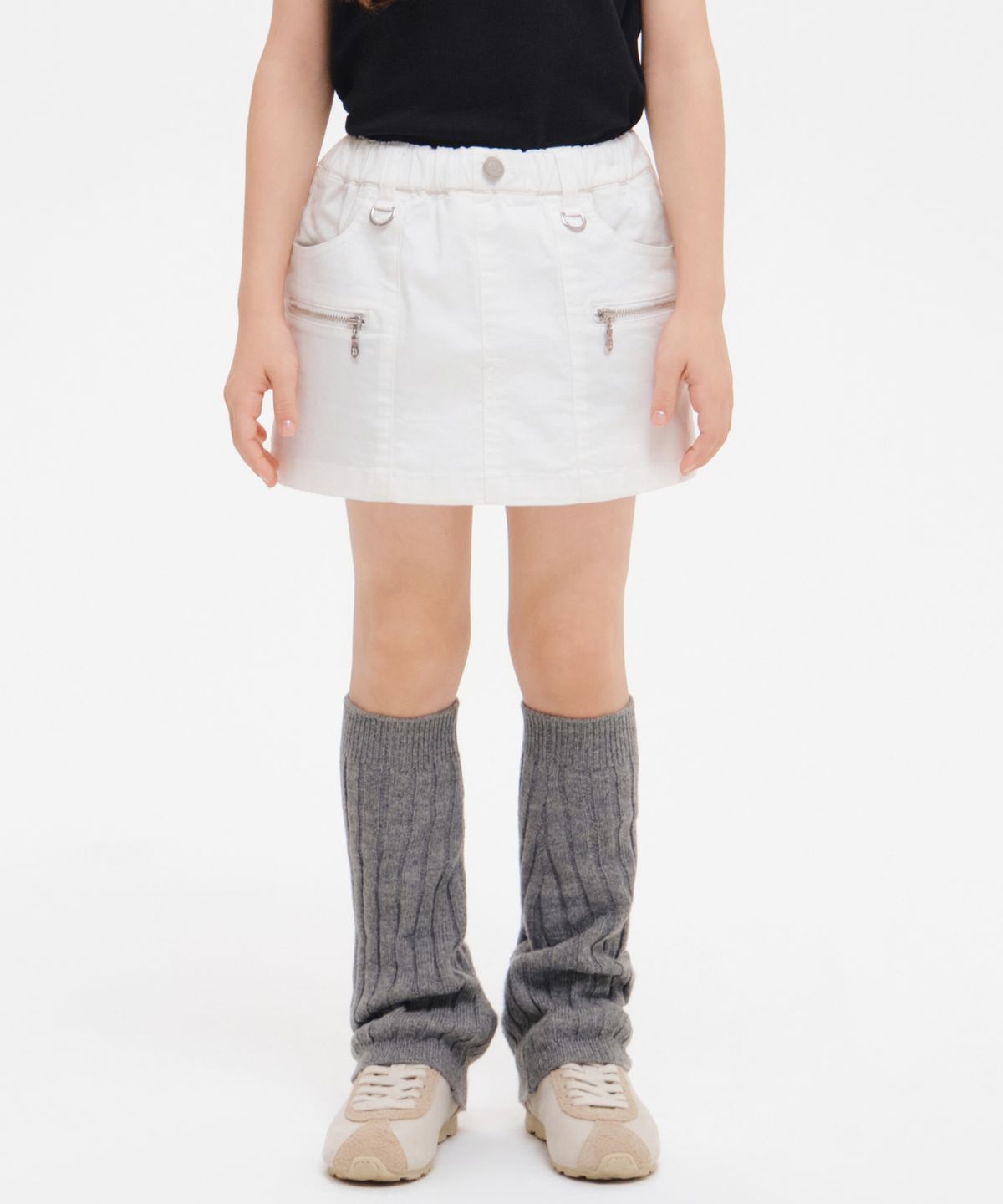 무신사 스탠다드 키즈(MUSINSA STANDARD KIDS) 걸즈 펑키 미니 스코츠 [화이트]