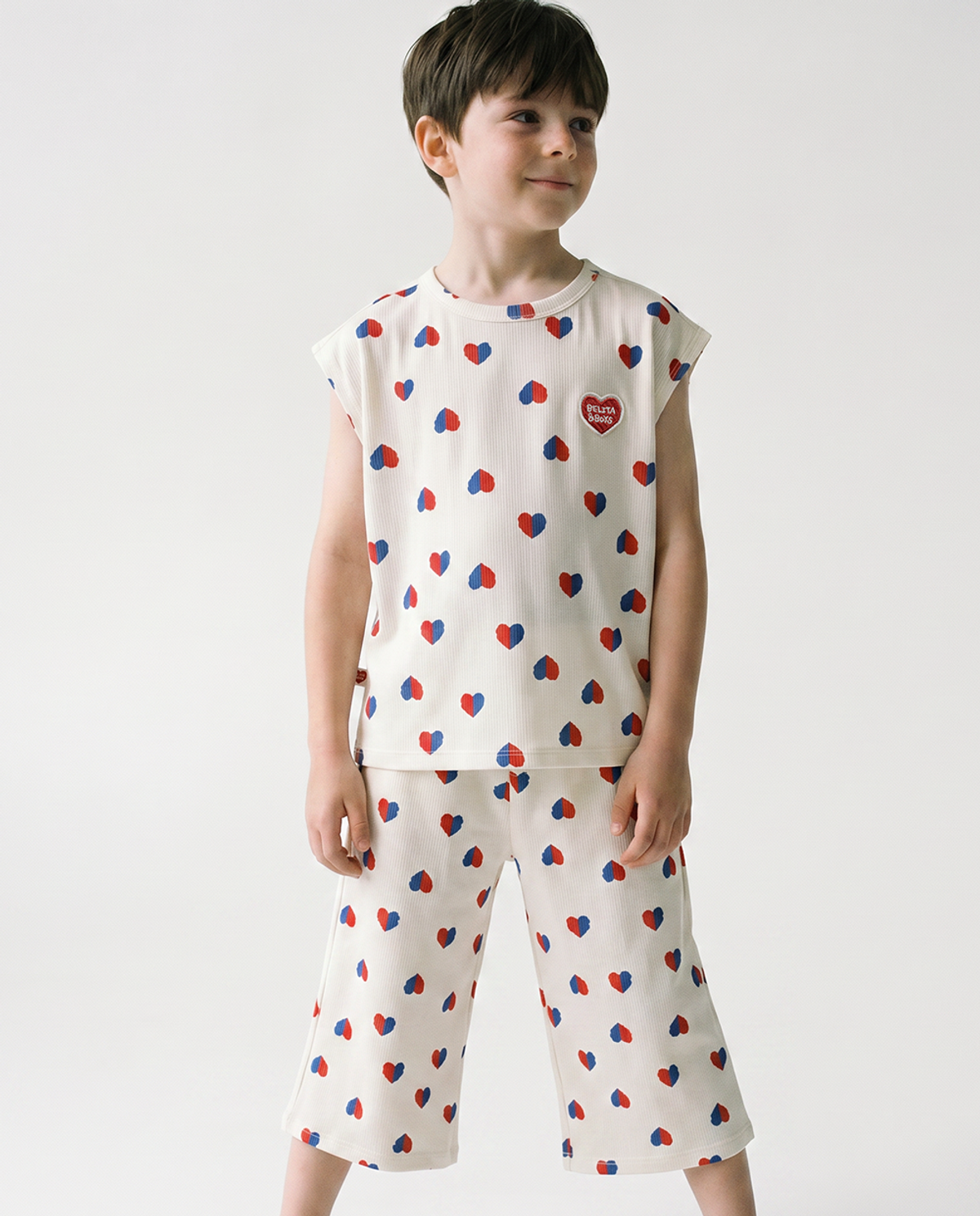 벨리타앤보이즈(BELITANBOYS) 레드블루하트올오버 7부팬츠 BK6HTF01CM