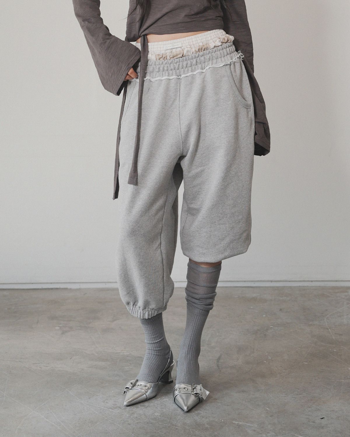 여린(YEORIN) Sagging Jogger Pants (M Grey)