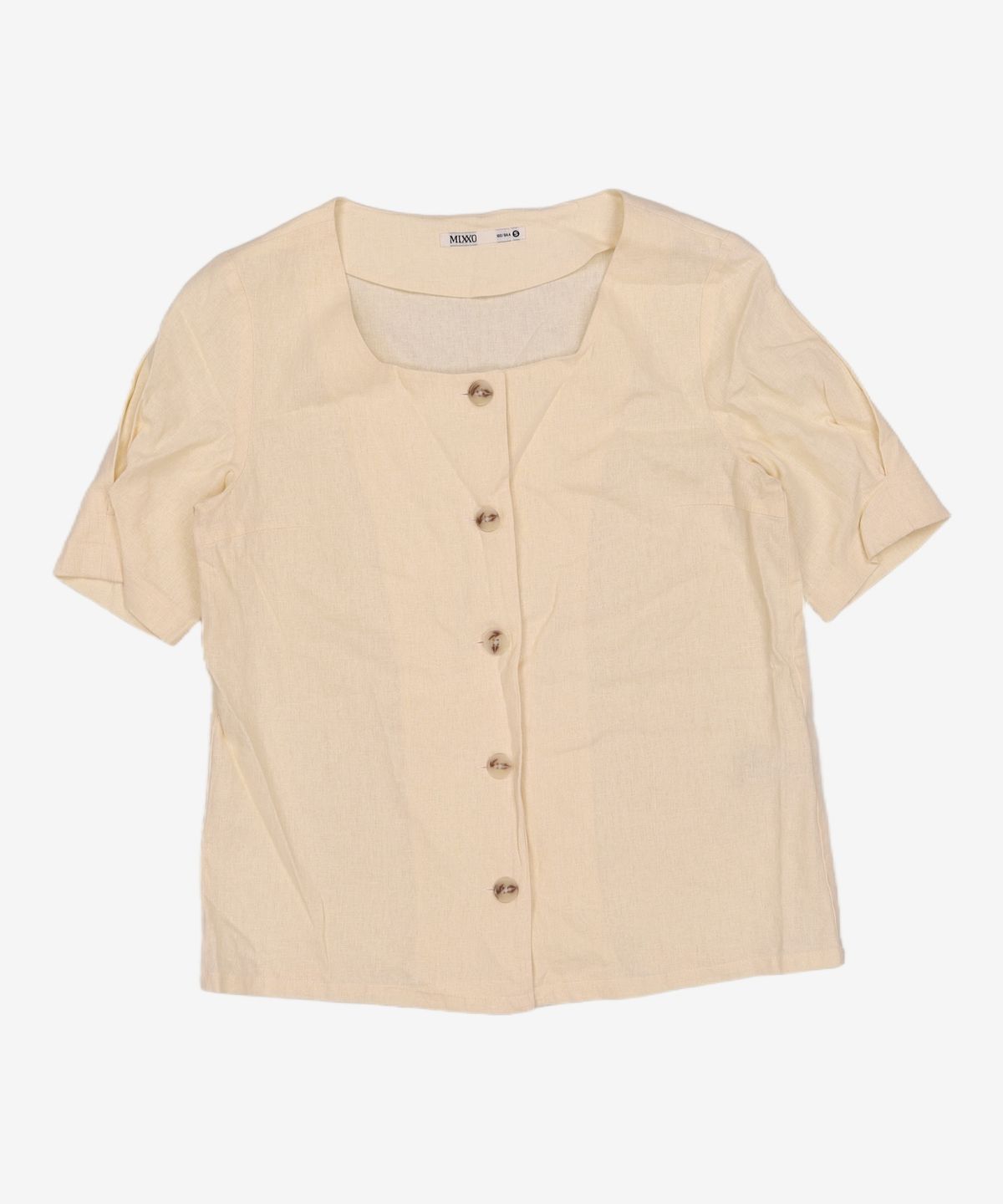 미쏘(MIXXO) 스퀘어드넥 반팔 린넨 블라우스 MIWBW9505A S