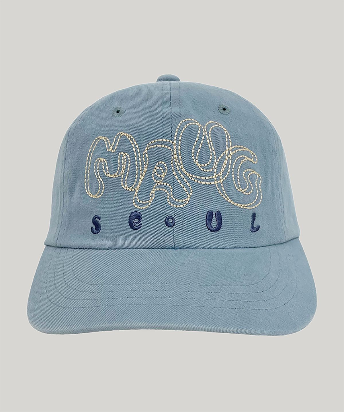 마우그(MAUG) 포피 스티치 워싱 와이드 볼캡 스카이