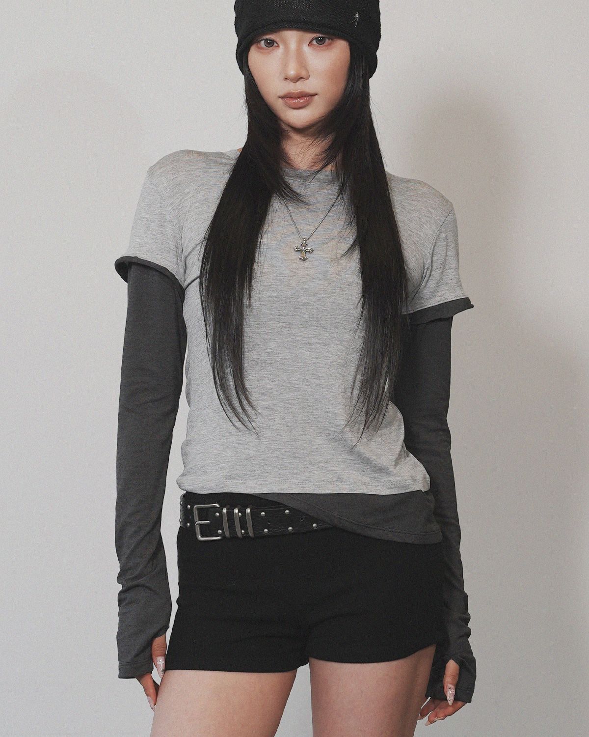 여린(YEORIN) Soft Layered Long Sleeve (Grey)