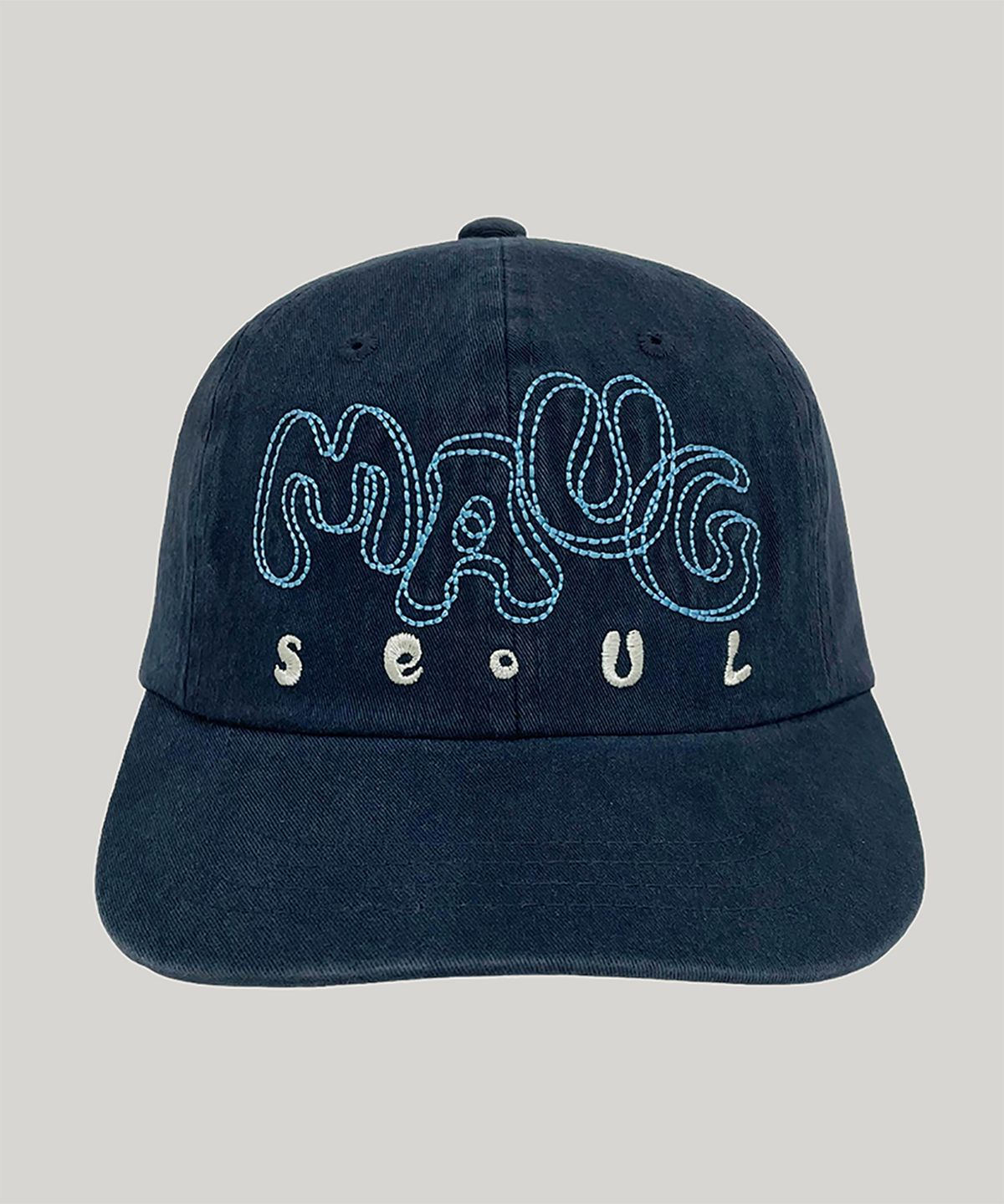 마우그(MAUG) 포피 스티치 워싱 와이드 볼캡 네이비