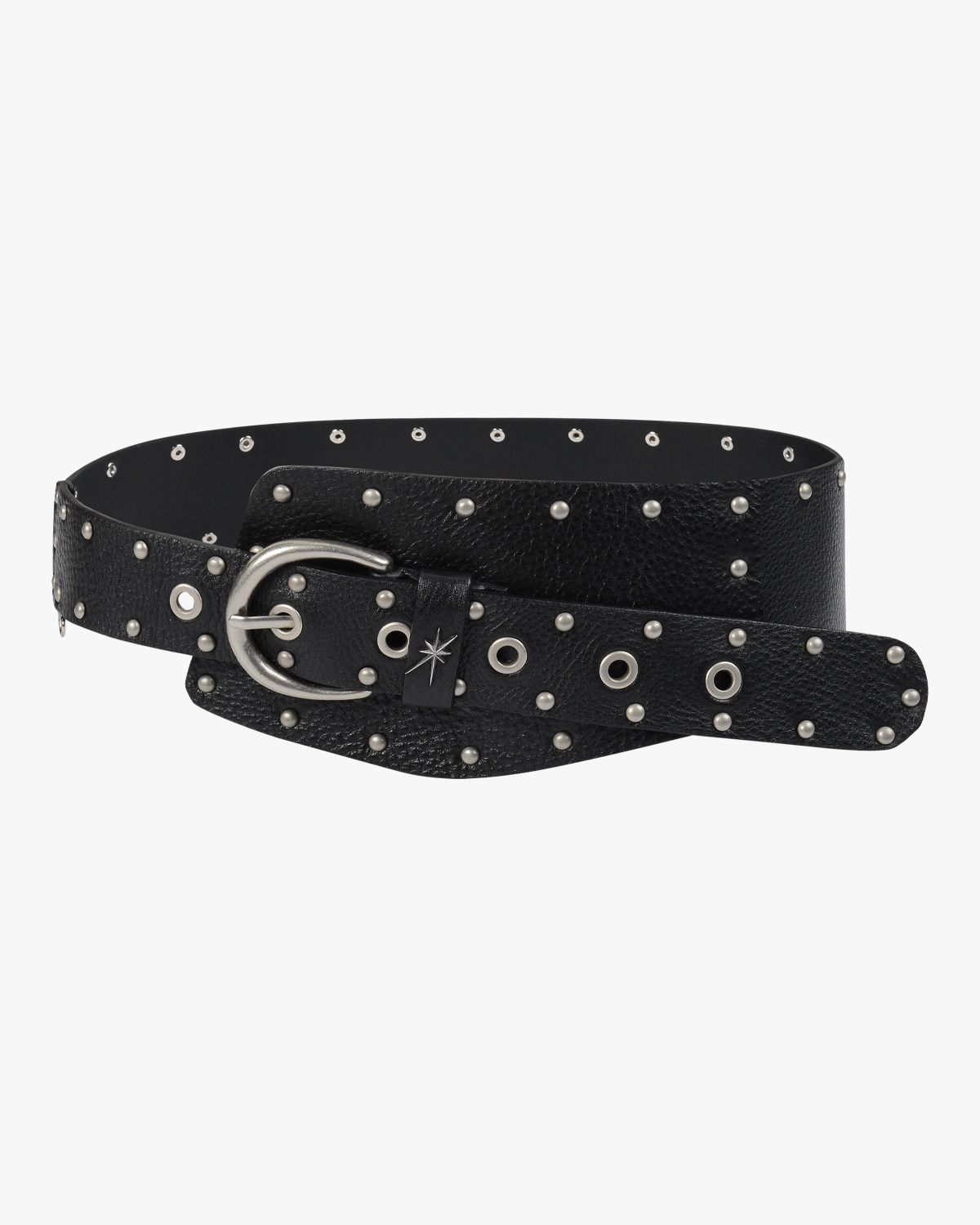 여린(YEORIN) Wide Stud Eyelet Belt (Black)