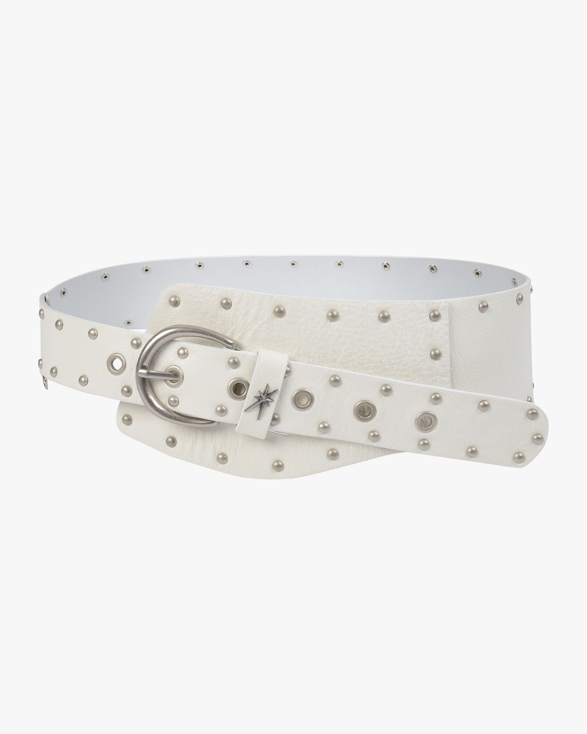 여린(YEORIN) Wide Stud Eyelet Belt (White)