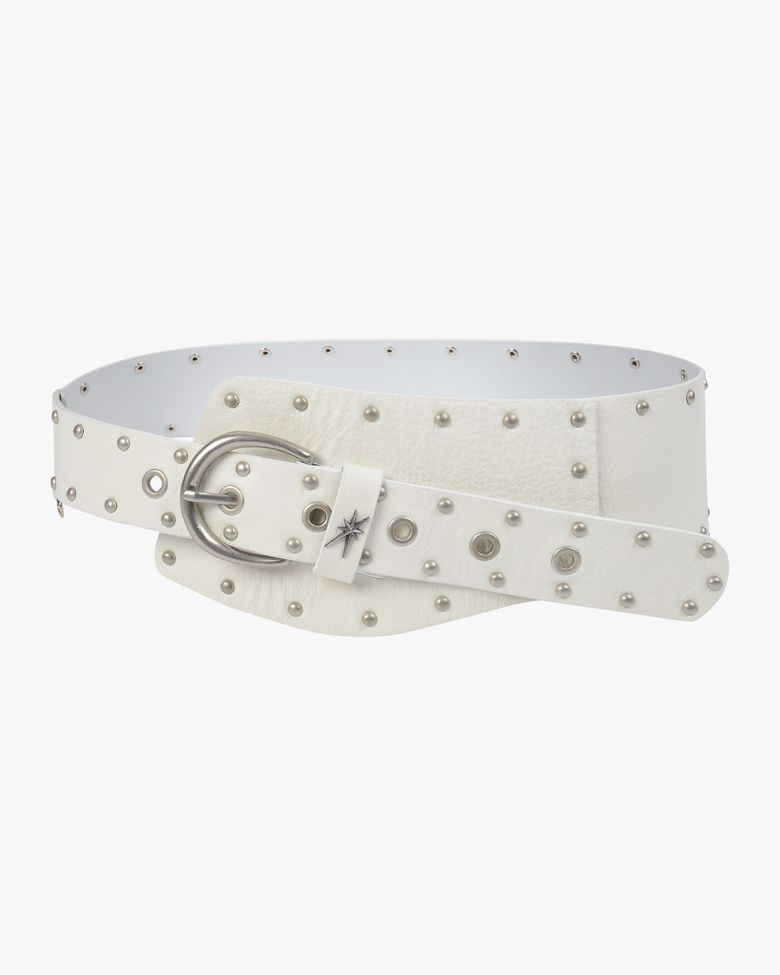 Wide Stud Eyelet Belt (White)
