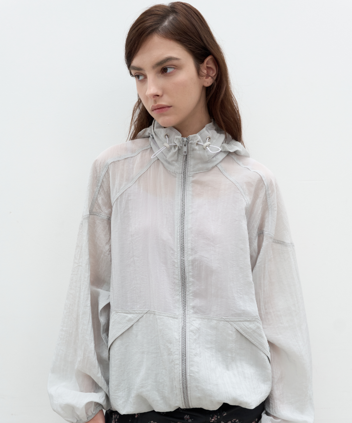 서란(SEORAN) Viscose Pocket Wind Jumper_Gray