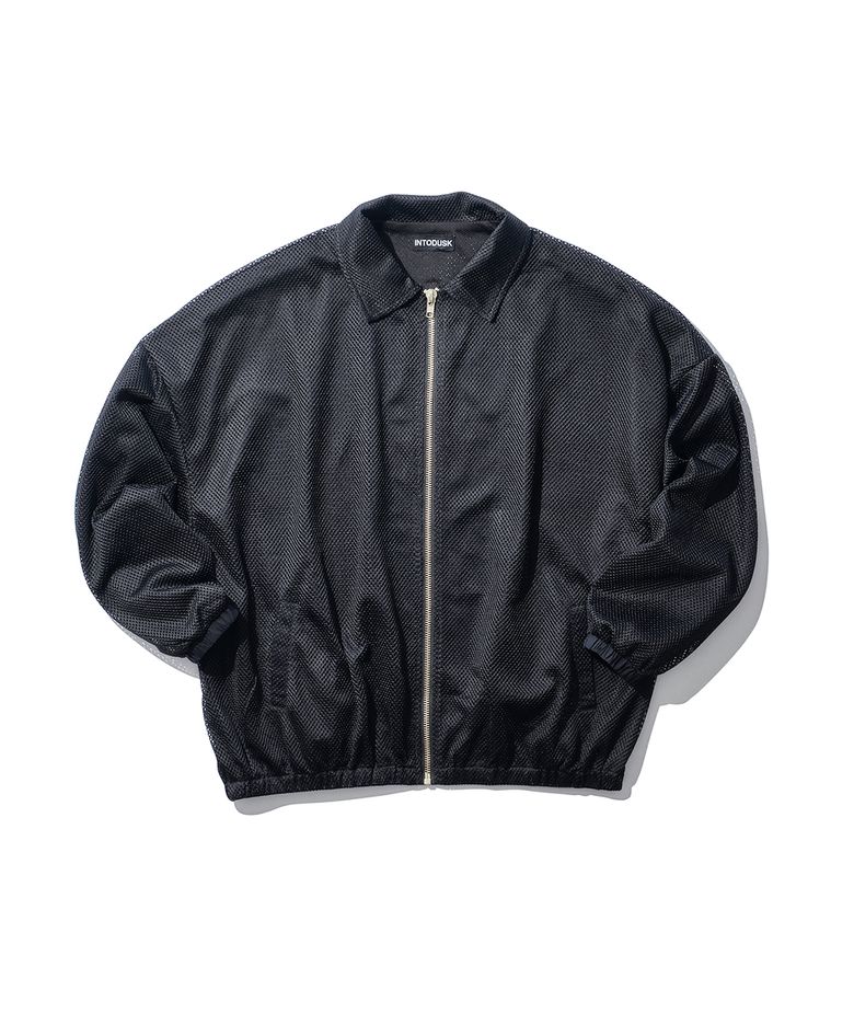 DOUBLE MESH ZIP SHIRT - BLACK