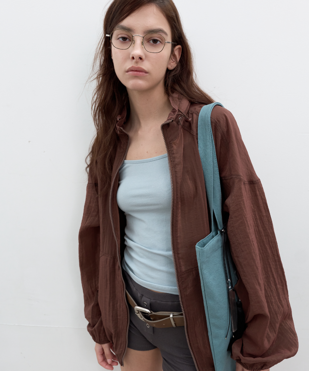 서란(SEORAN) Viscose Pocket Wind Jumper_Brown