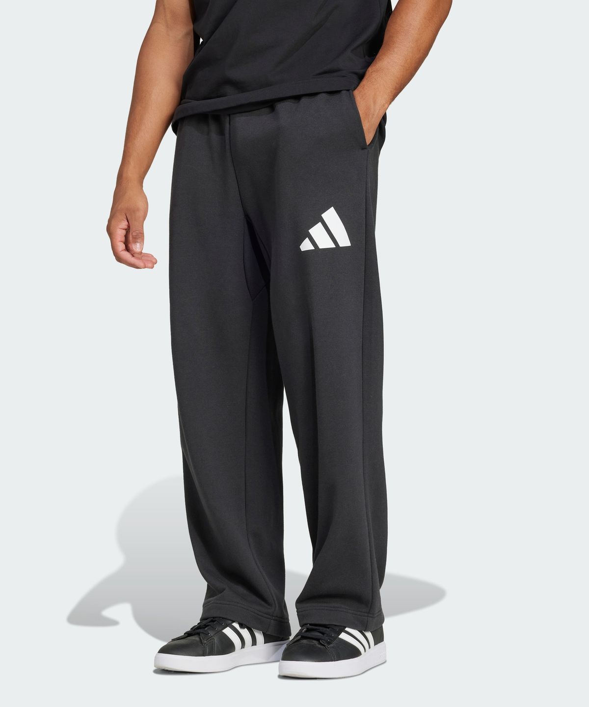 아디다스(ADIDAS) 에센셜 와이드 레그 3바 로고 팬츠 JF3604