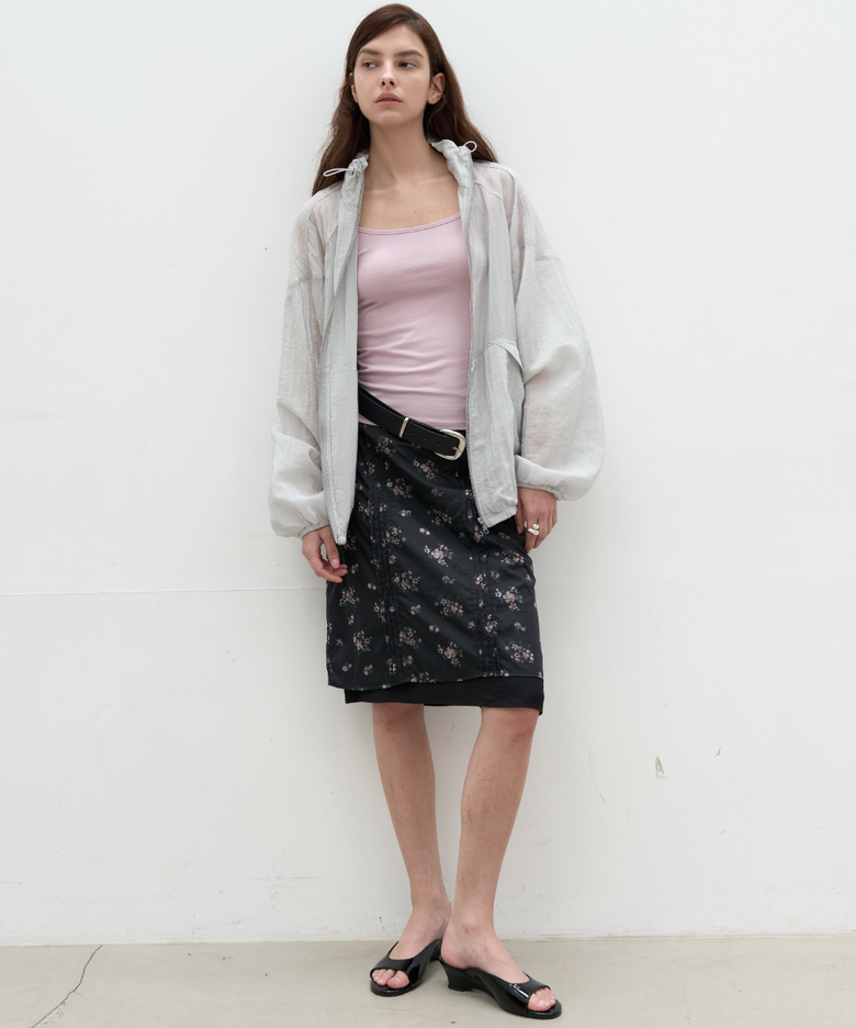 Floral Midi Skirt_Black
