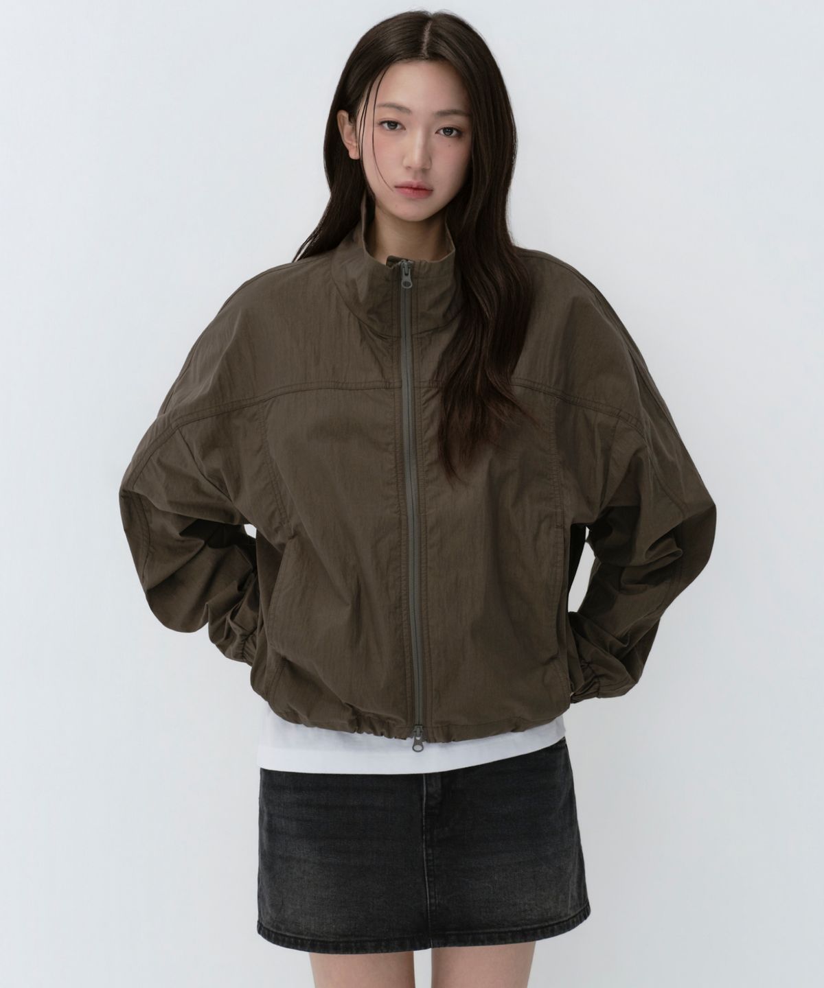 무신사 스탠다드 우먼(MUSINSA STANDARD WOMAN) 우먼즈 CN 하이 넥 윈드브레이커 [브라운]