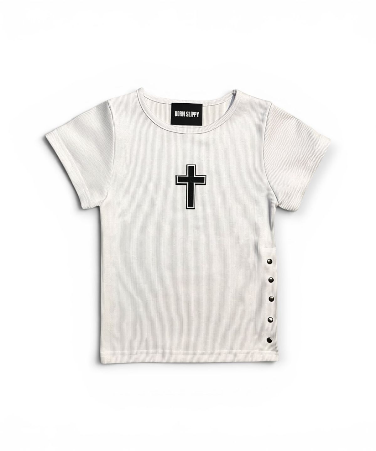 본슬리피(BORN SLIPPY) Gothic Cross Snap Top (Ivory)