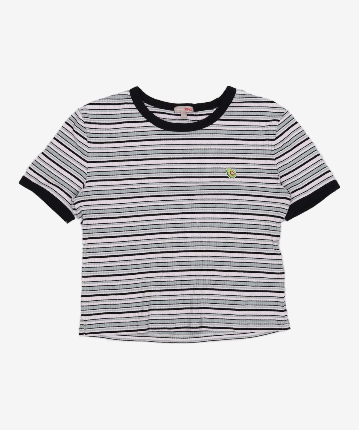 스파오(SPAO) 멀티 스트라이프 크롭 반팔 티셔츠 SPRSA25G31 L