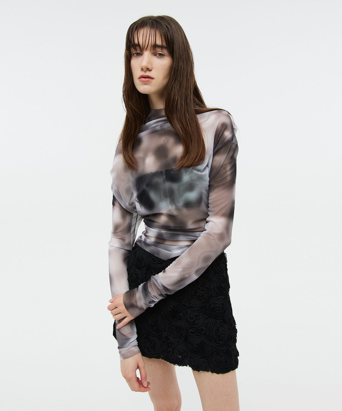 베데르미(VEDERMI) mesh draping top (black)