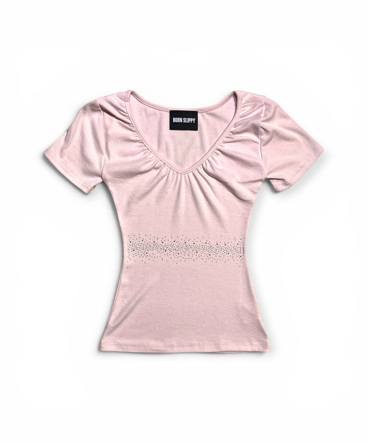 본슬리피(BORN SLIPPY) Crystal Line V Shirring Tee (Pink)