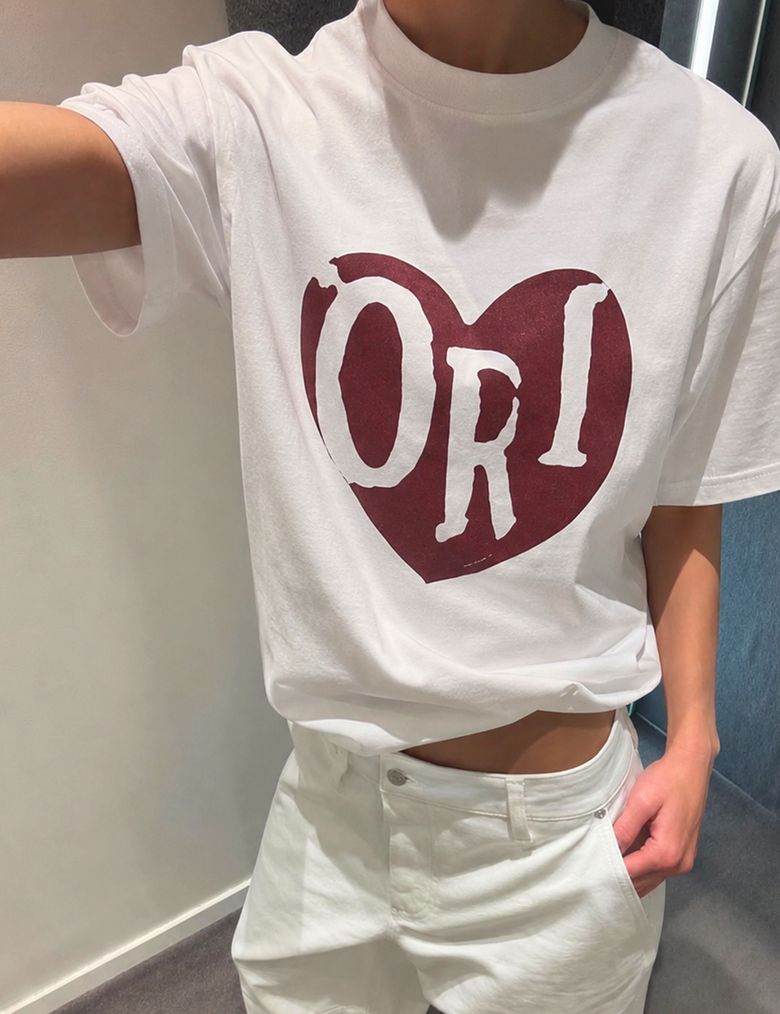 오버핏 빈티지 하트 프린팅 반팔 티셔츠(2size)