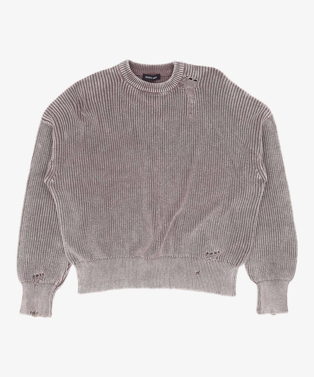 메종미네드(MAISON MINED) DAMAGE COLOUR DYE KNIT BROWN M