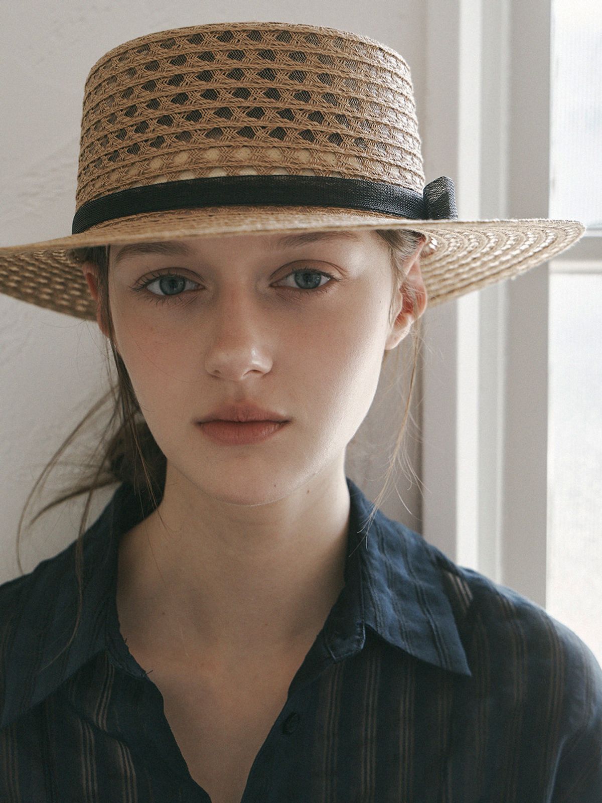 메르헨(MERCHEN) See-through riboon boater hat_2color