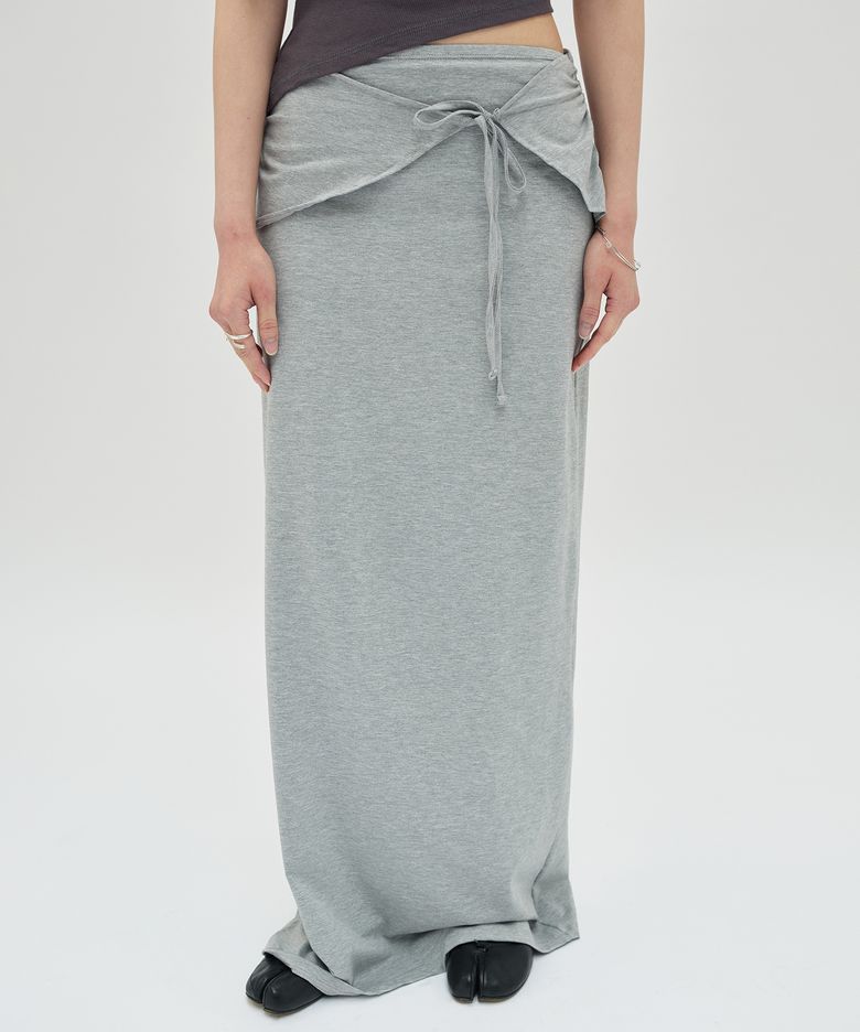 SHIRRING LONG SKIRT [GRAY]