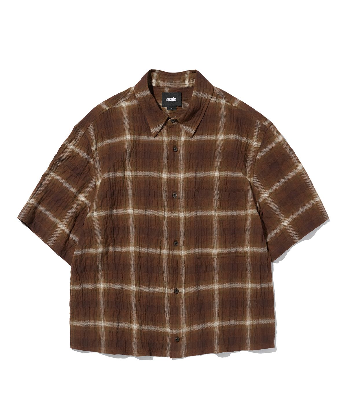 스웨이드(SUADE) CHECK SHORT SLEEVE SHIRT [LIGHT BROWN]