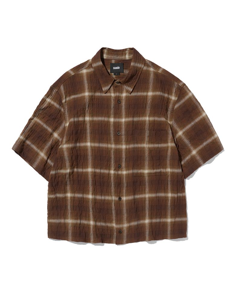 CHECK SHORT SLEEVE SHIRT [LIGHT BROWN]
