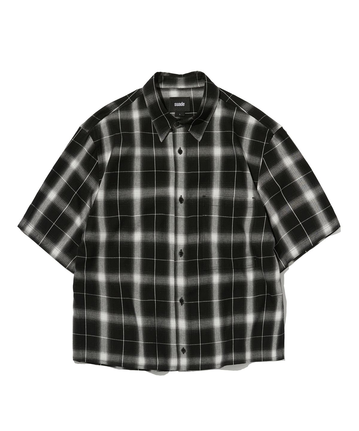 스웨이드(SUADE) CHECK SHORT SLEEVE SHIRT [BLACK]