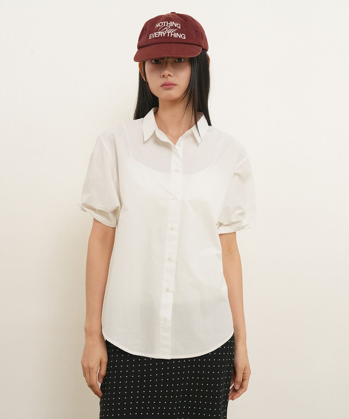 제너럴아이디어(GENERALIDEA) 루즈핏 폴디드 슬리브 코튼 셔츠 [WHITE] / GF2LSH520