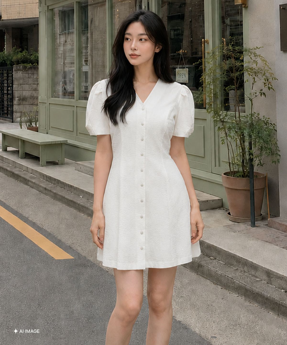 제너럴아이디어(GENERALIDEA) 볼륨 미니 원피스 [IVORY] / GF2LOP511
