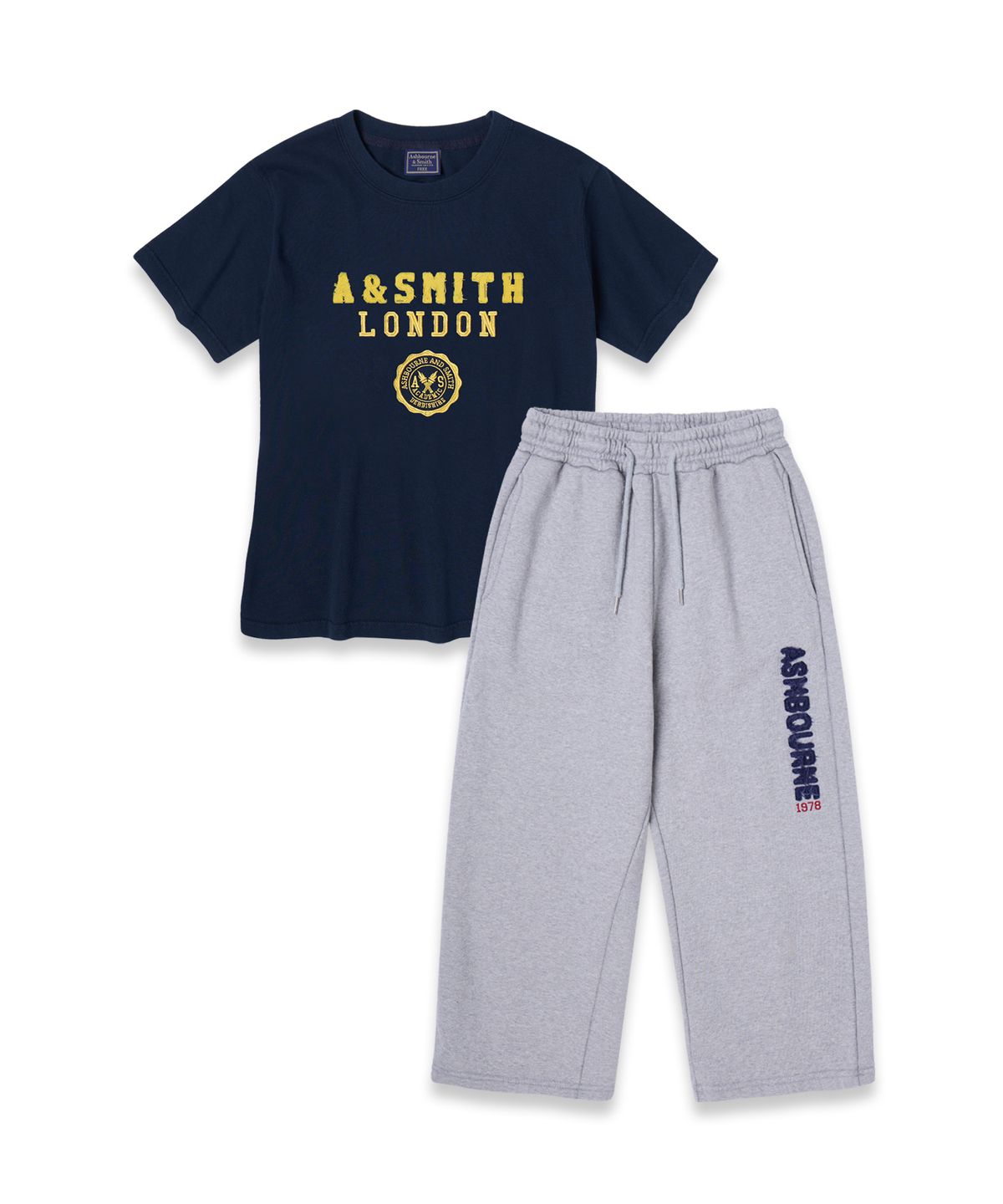 애쉬본&스미스(ASHBOURNE & SMITH) [우먼][SET] ACADEMY 반팔티셔츠 스웻 팬츠 셋업