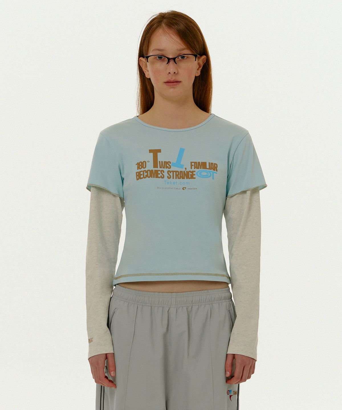 테켓(TEKET) Twist Layered L/S Tee Light Blue