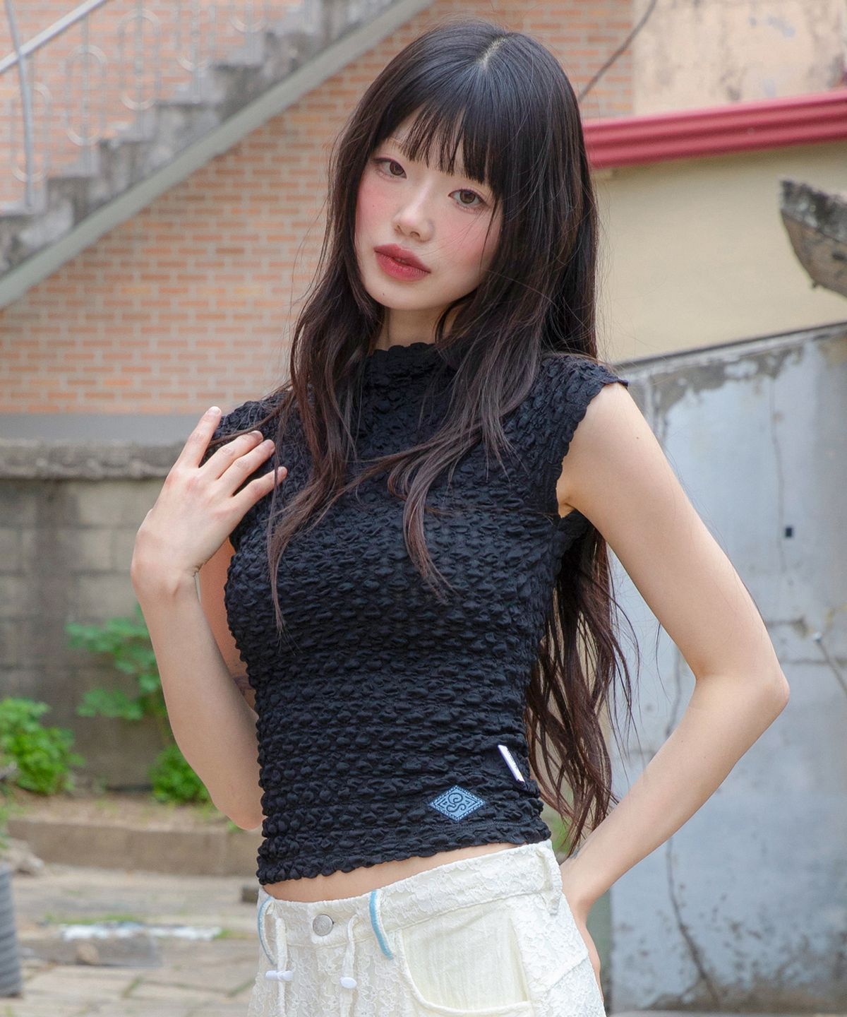 루나키후(RuNaKi'Hu') WXT094 피오리레 시스루 슬림 티셔츠 (BLACK)