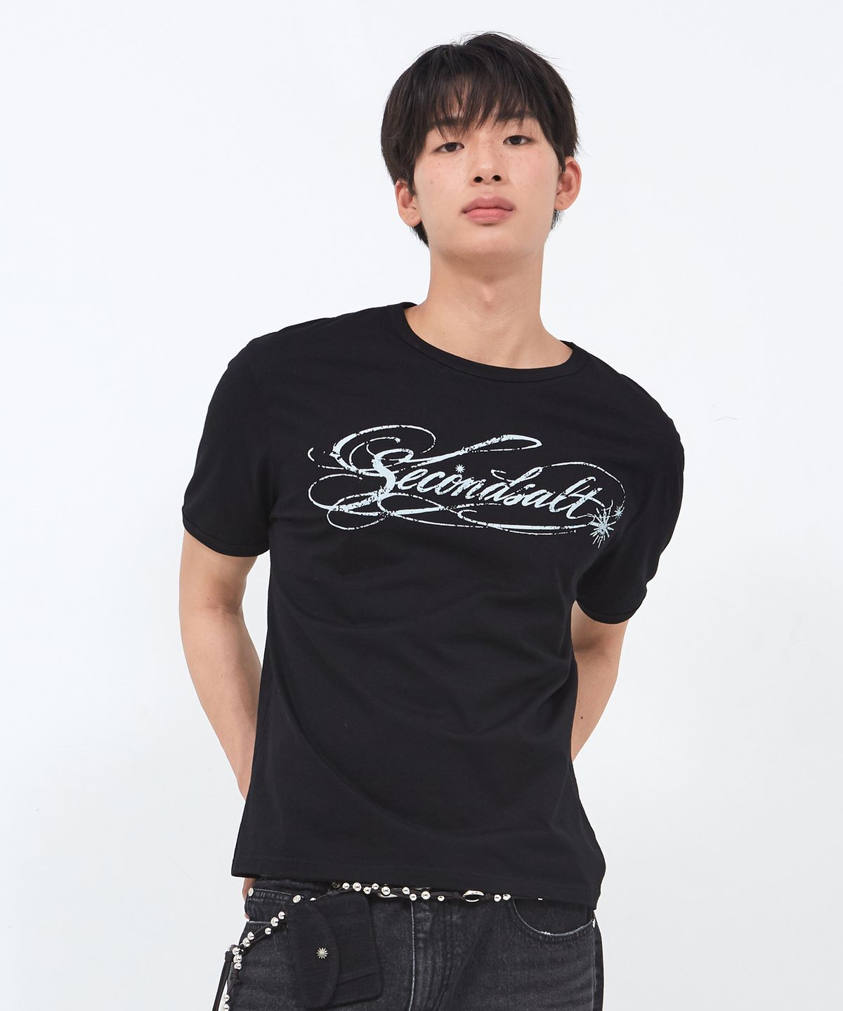 세컨드솔트(SECONDSALT) 솔트 레터링 로고 티셔츠 (블랙)
