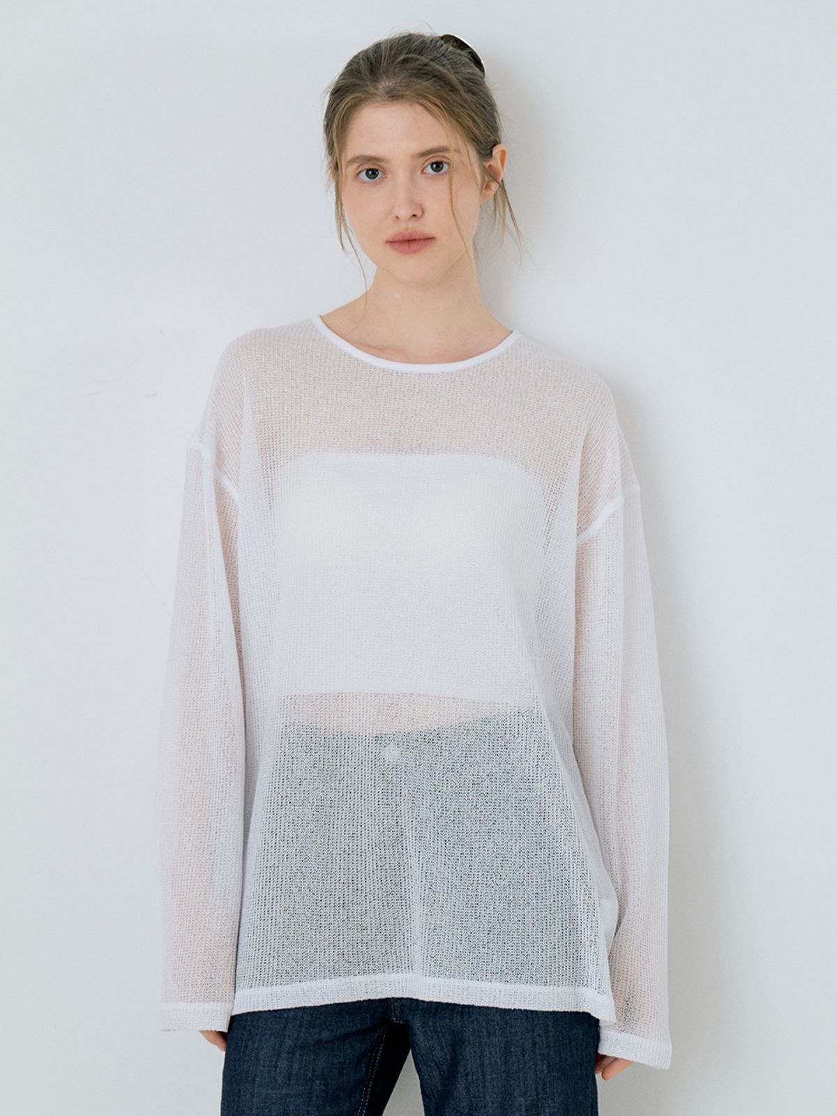 르세지엠(LESEIZEME) Basic Linen Sheer Knit - White