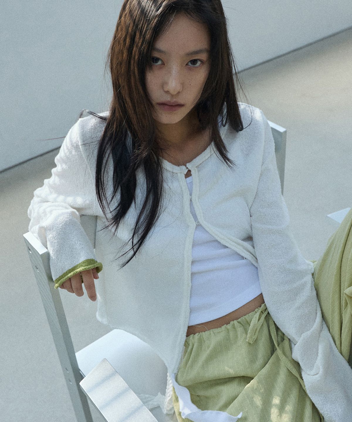 렌세(RENSE) Hook Boucle Cardigan Ivory