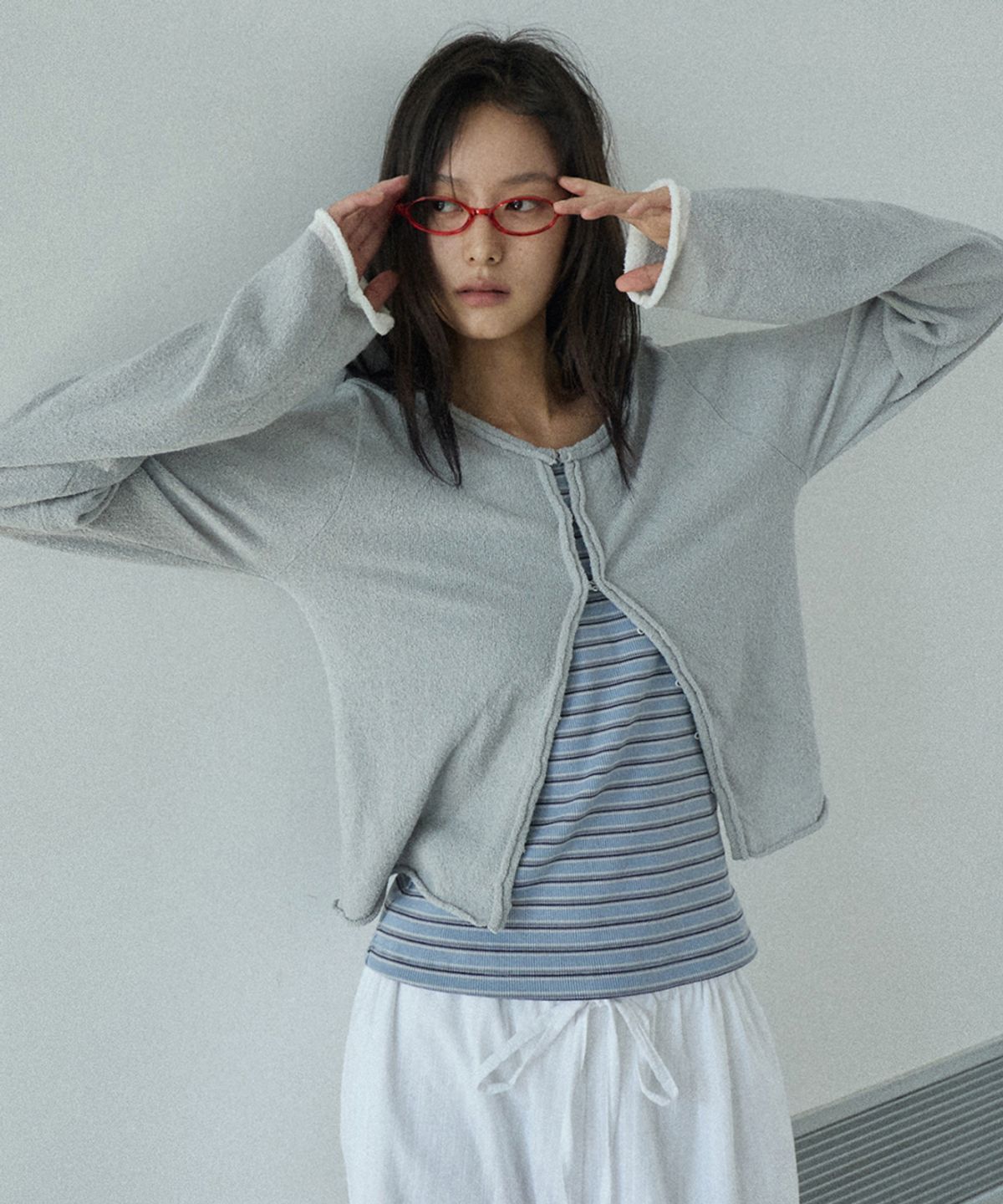 렌세(RENSE) Hook Boucle Cardigan Gray