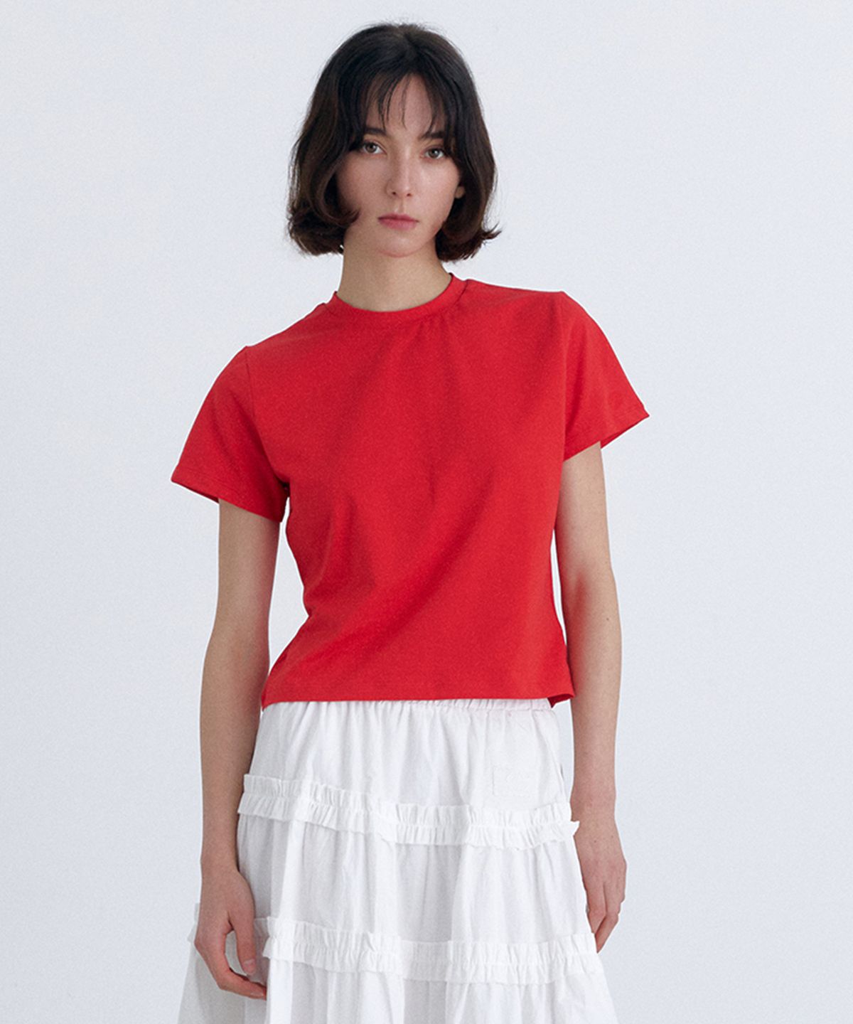 클로엣(CLO'ET) 소프트 핏 티 + 레드/ 더스티 블루