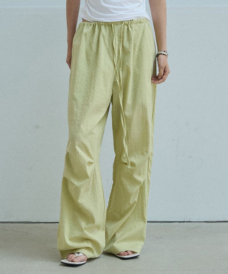Sheer Tuck Line Pants Green