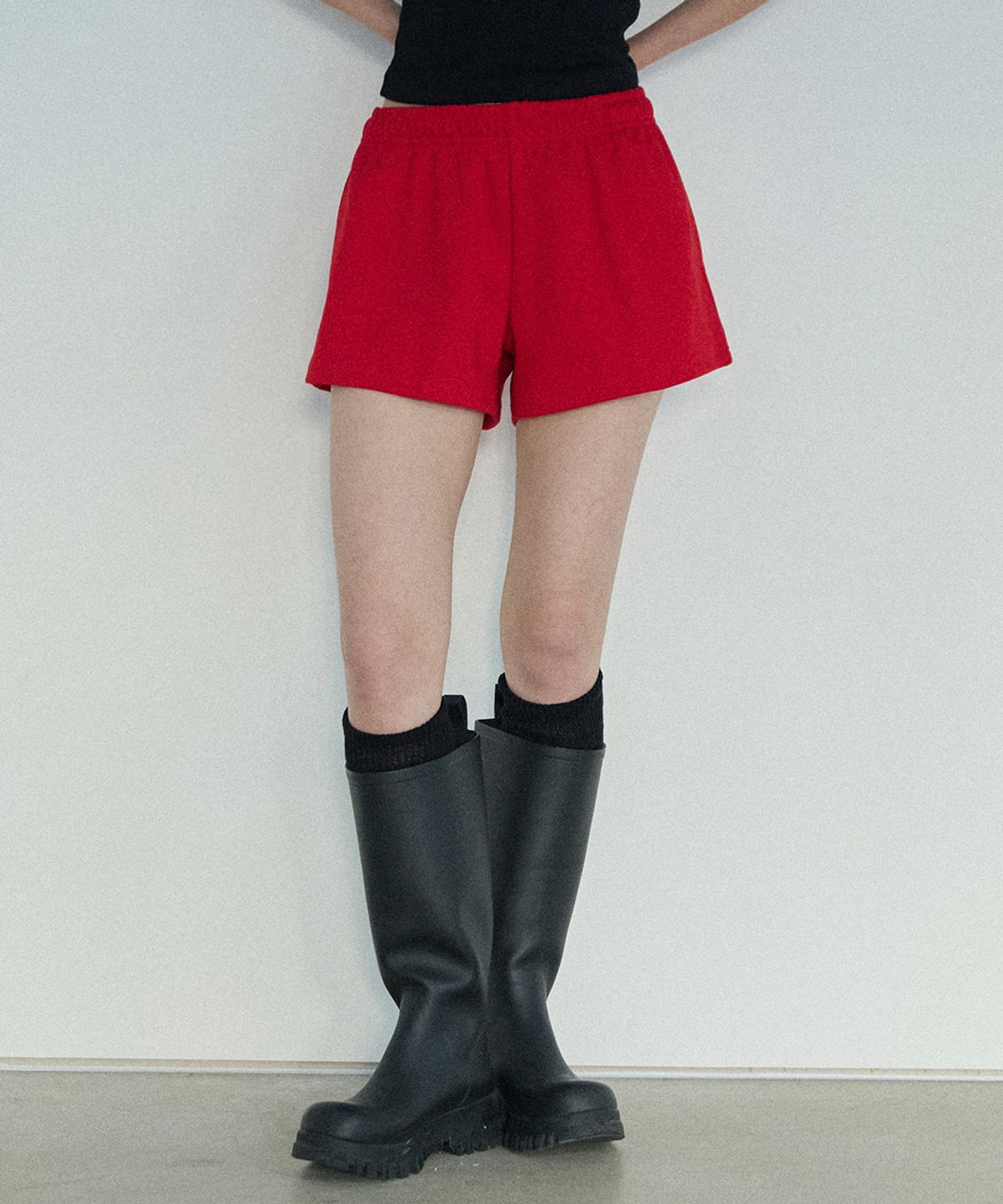 렌세(RENSE) Wide Sweat Shorts Red