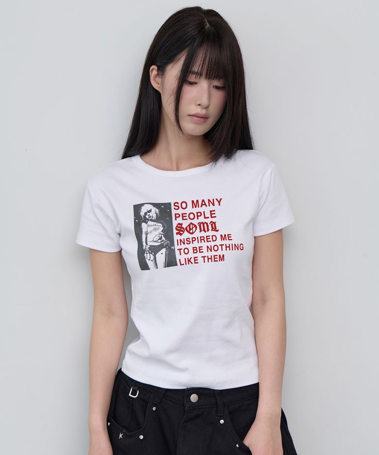 피플 슬림 숏 슬리브 화이트
