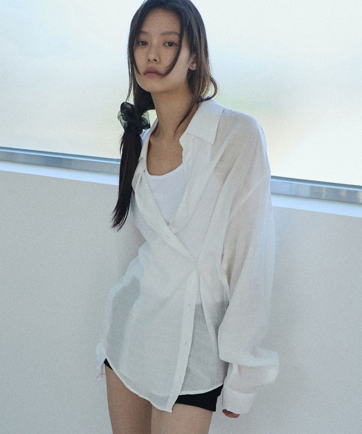 렌세(RENSE) Crinkle Summer Shirt White