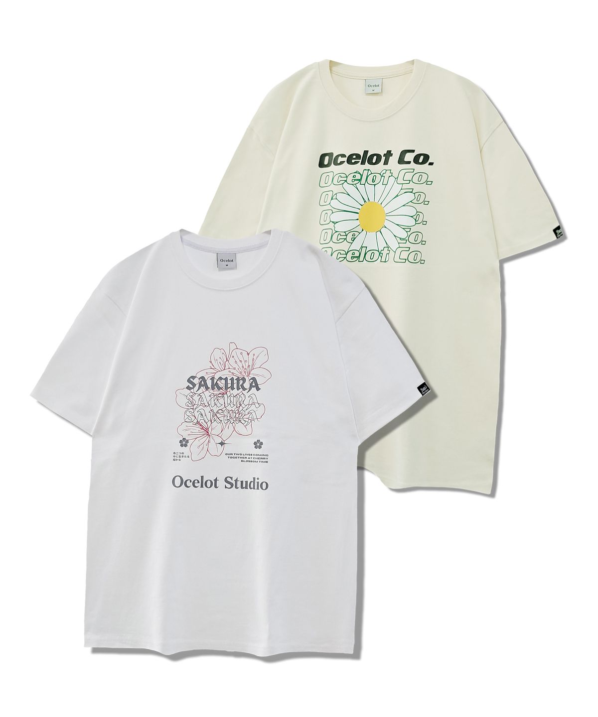 오실롯(OCELOT) [2PACK]_C55 오코데이지 반팔티+C58 사쿠라빈 오버핏 반팔