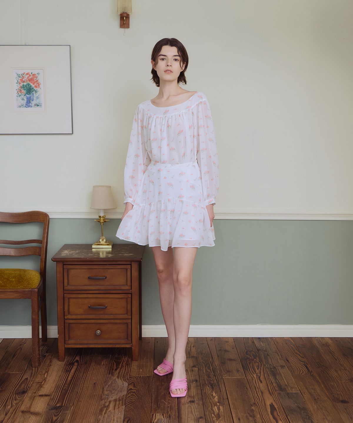아이스가든에이오공팔(ICE GARDEN A.508) Splendeur de la Rose Print Skirt
