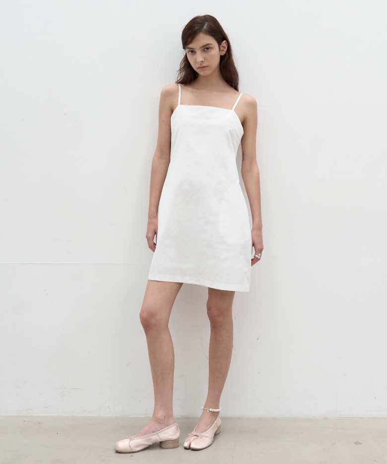 Linen Blend Midi Dress_White