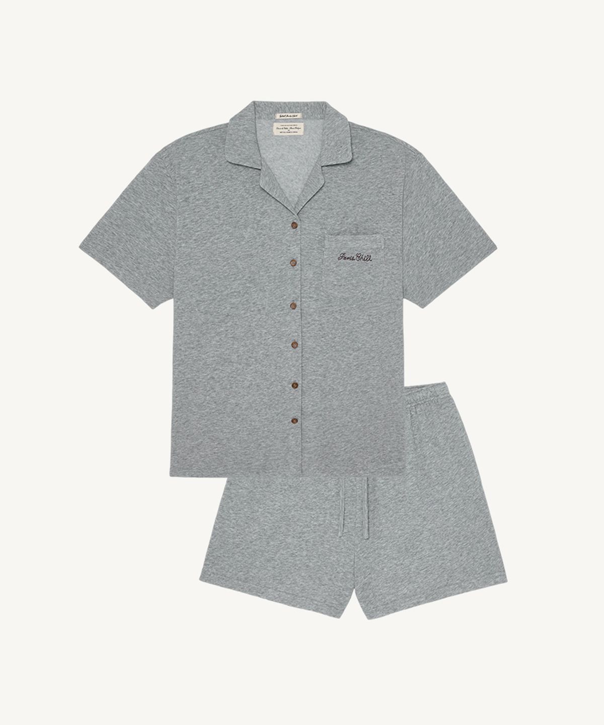 호텔파리칠(HOTEL PARIS CHILL) [Set] Breezy Night Pajama Set (Grey)
