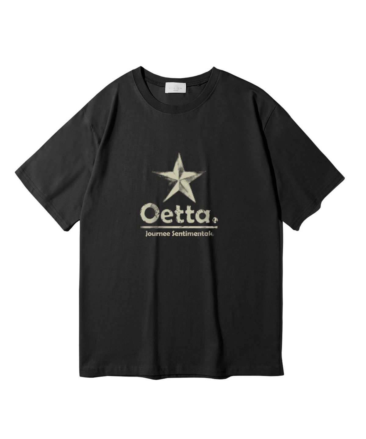 오에타(OETTA) 도트 스타 더블코튼 오버핏 반팔티셔츠 블랙 OTS26036