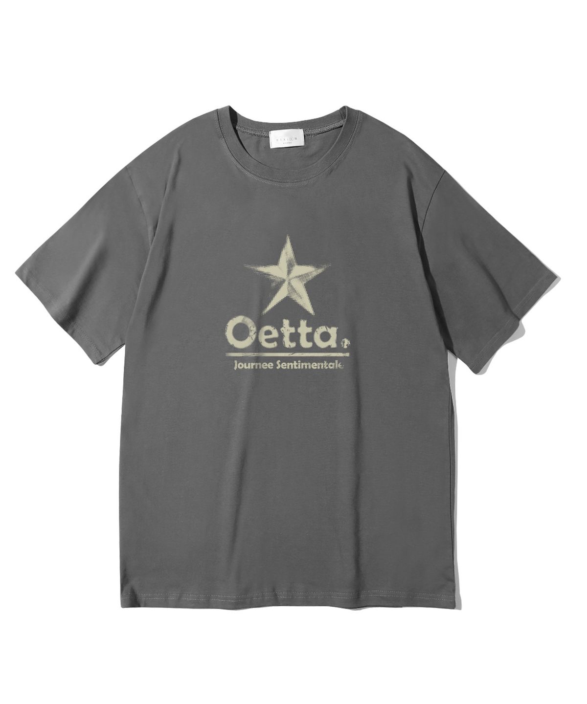 오에타(OETTA) 도트 스타 더블코튼 오버핏 반팔티셔츠 다크그레이 OTS26036