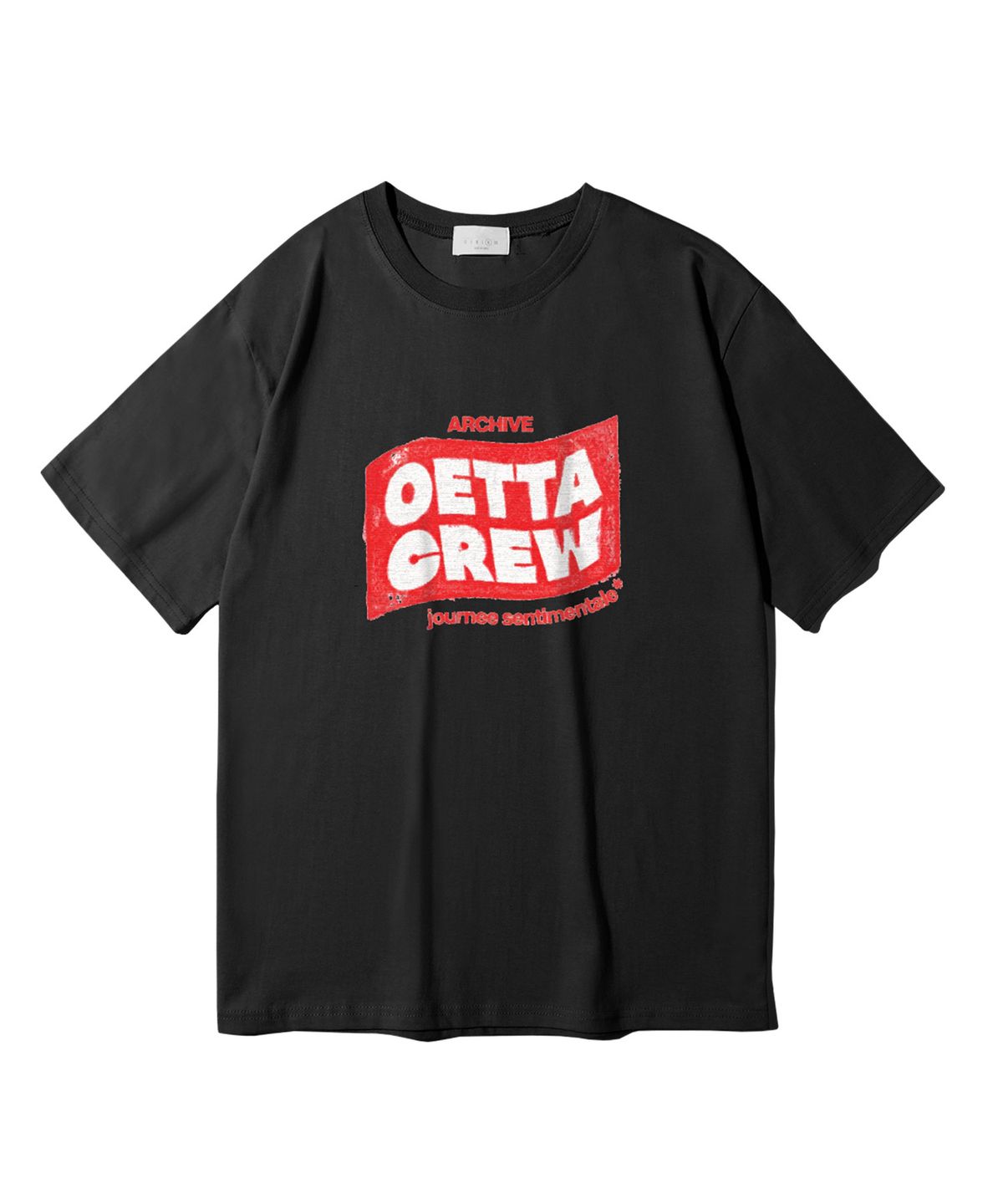 오에타(OETTA) 크루 박스 더블코튼 오버핏 반팔티셔츠 블랙 OTS26035