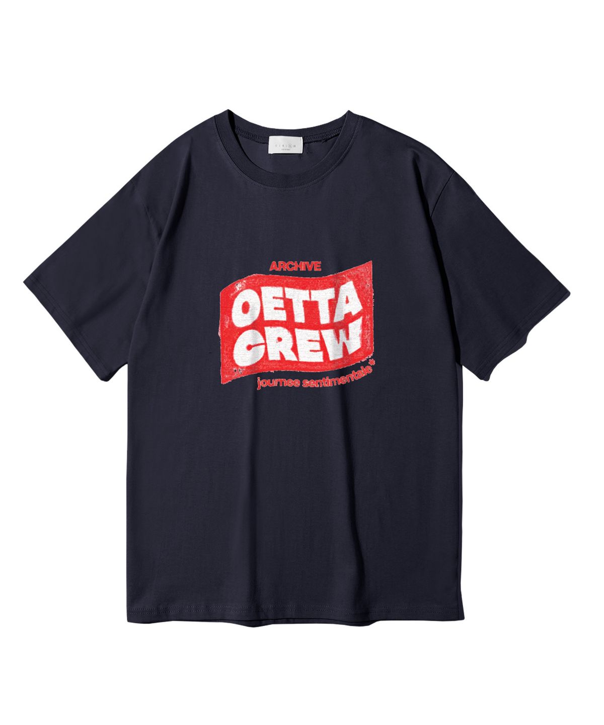 오에타(OETTA) 크루 박스 더블코튼 오버핏 반팔티셔츠 네이비 OTS26035